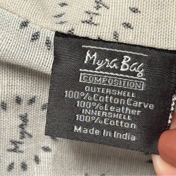 Myra Bag Cotton Carve/Leather Shoulder Bag Brown Western Boho Fashion Sq. Purse - Picture 10 of 12